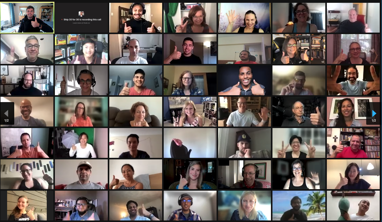 Ship 30 writers in a live Zoom session